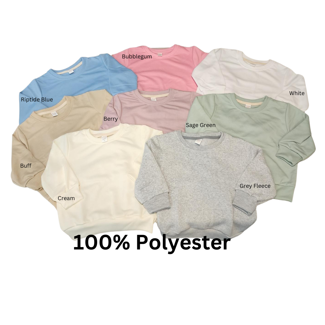 Sublimation Crewneck Sweatshirt Fleece Lined 100% Polyester- Kids