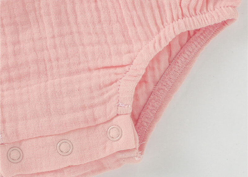 Infant organic cotton muslin bubble romper