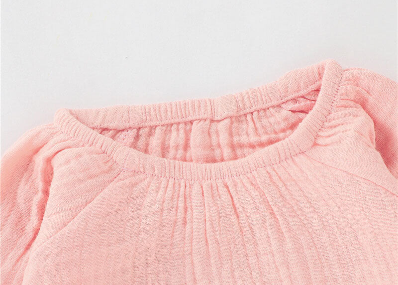 Infant organic cotton muslin bubble romper