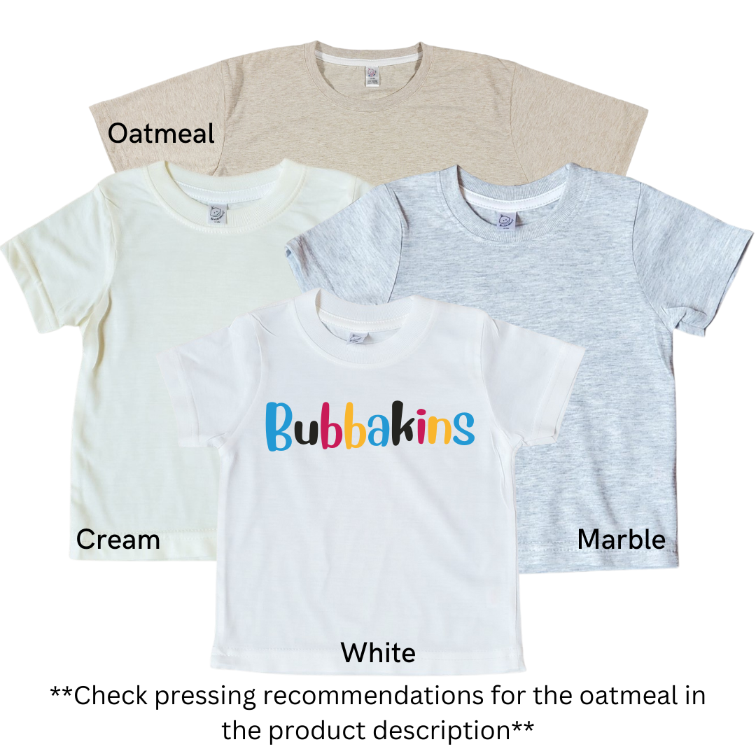 100% Polyester TODDLER Sublimation Shirt | Kids Colored Sublimation Shirt |  Kids Blank Sublimation Shirts | Kids Sublimation Blanks
