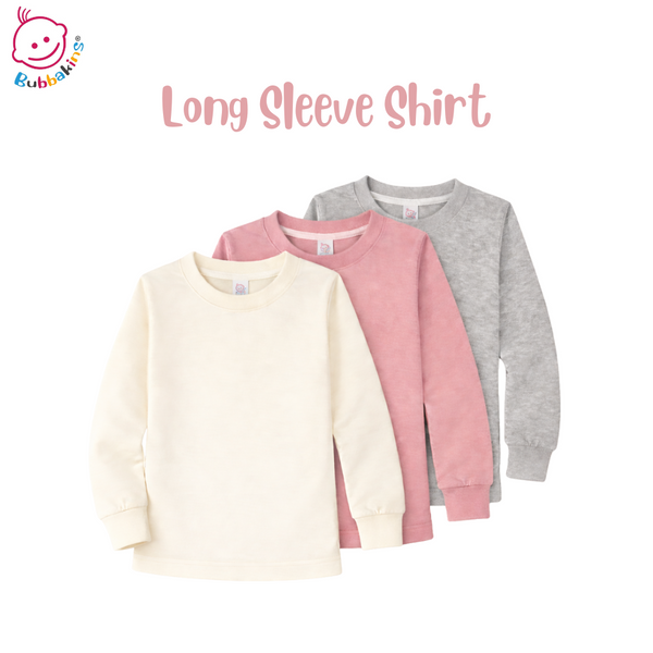 Polyester long sleeve crew neck shirt blanks for sublimation, shown in five colors, infant through youth sizes