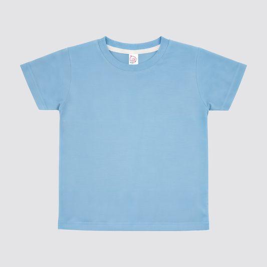 Polyester crew neck shirt blank for sublimation in Riptide Blue, infant through adult sizes