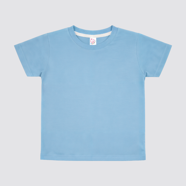 Polyester crew neck shirt blank for sublimation in Riptide Blue, infant through adult sizes