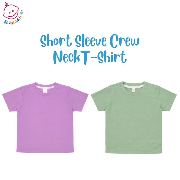 Polyester crew neck shirt blanks for sublimation, shown in eighteen colors, infant through adult sizes