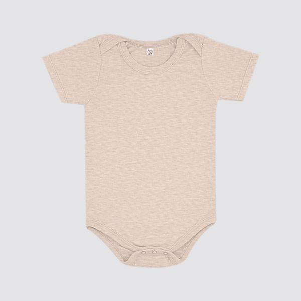 Infant polyester bodysuit blank for sublimation in Oatmeal, sizes 0-18 months