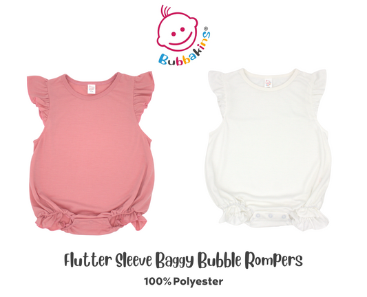 Infant and toddler polyester flutter sleeve baggy bubble romper