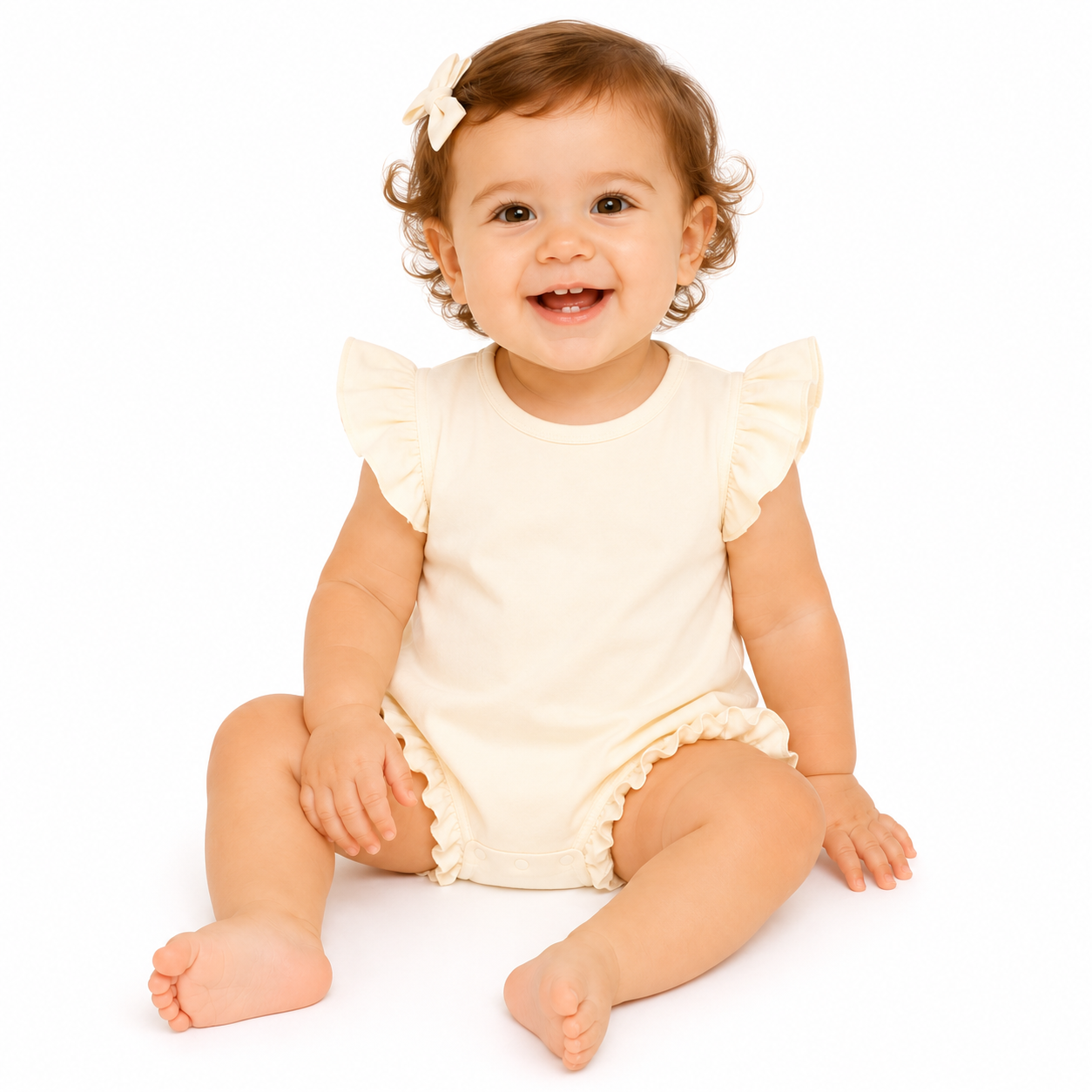 Infant & Toddler Polyester Flutter Sleeve Baggy Bubble Romper