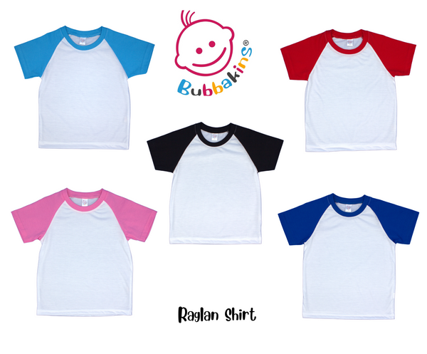 Infant short sleeve raglan blank for sublimation, white body with colored sleeves