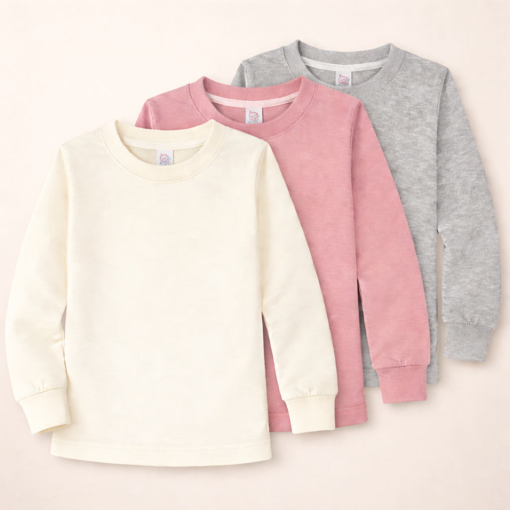 Toddler polyester unisex long sleeve crew neck shirt