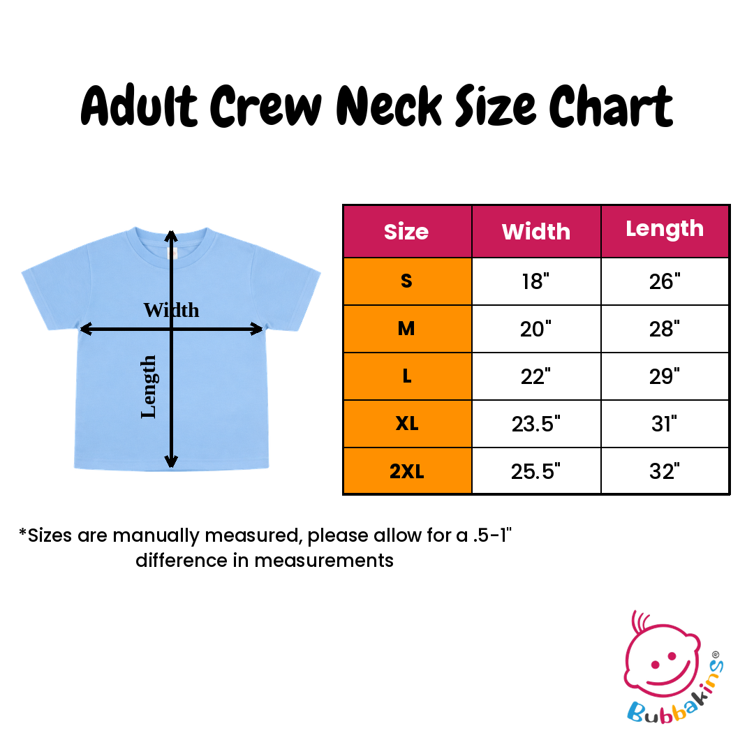 Adult Crew Neck Size Chart