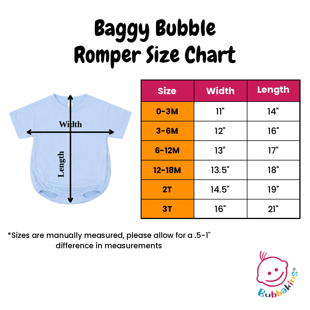 Baggy Bubble Romper Size Chart