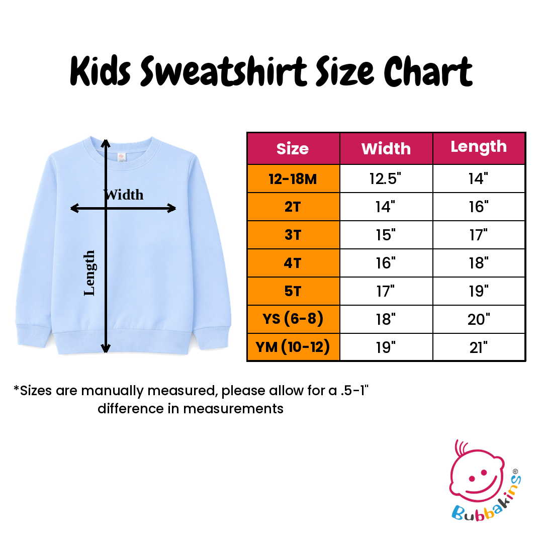 Kids Sweatshirt Size Chart