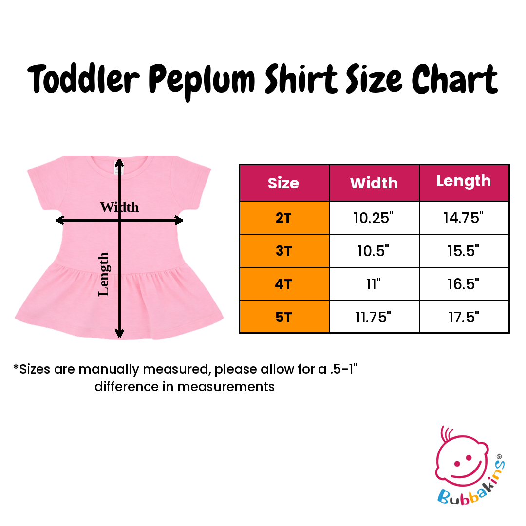 Toddler Peplum Shirt Size Chart