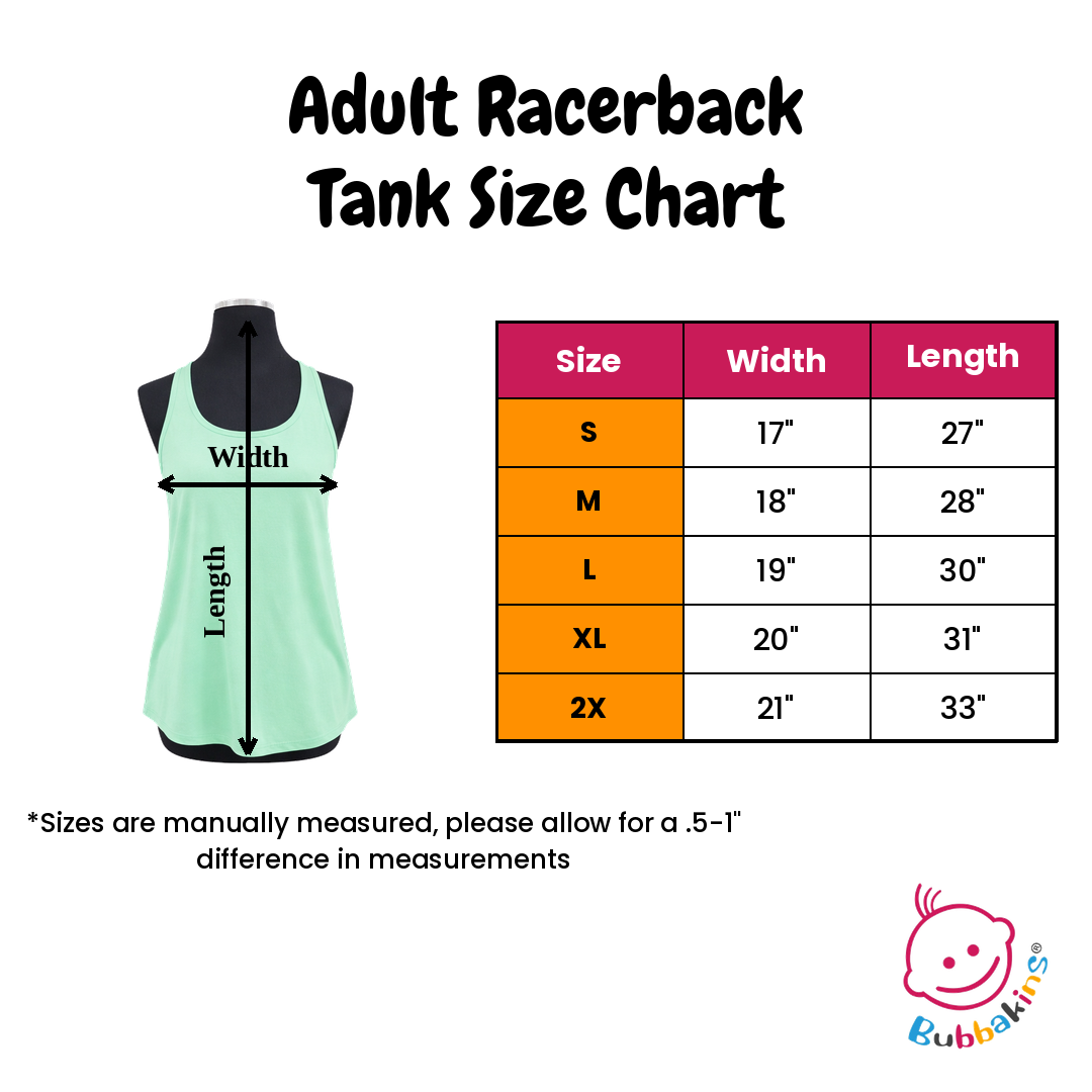 Adult Racerback Tank Size Chart
