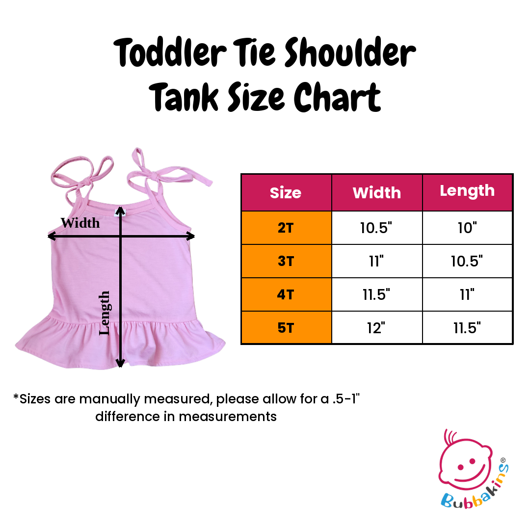Toddler Tie Shoulder Tank Size Chart
