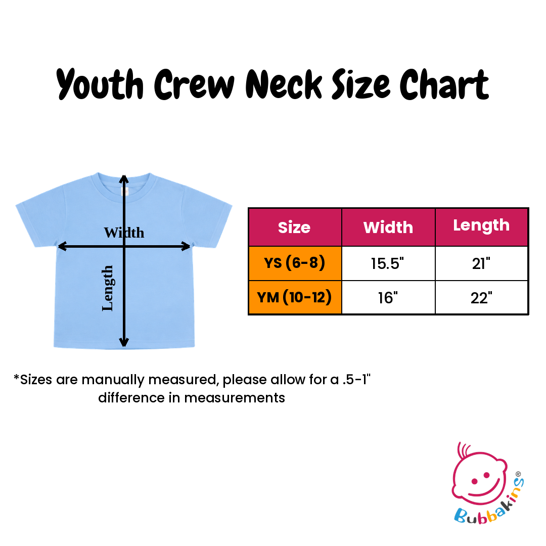 Youth Crew Neck Size Chart