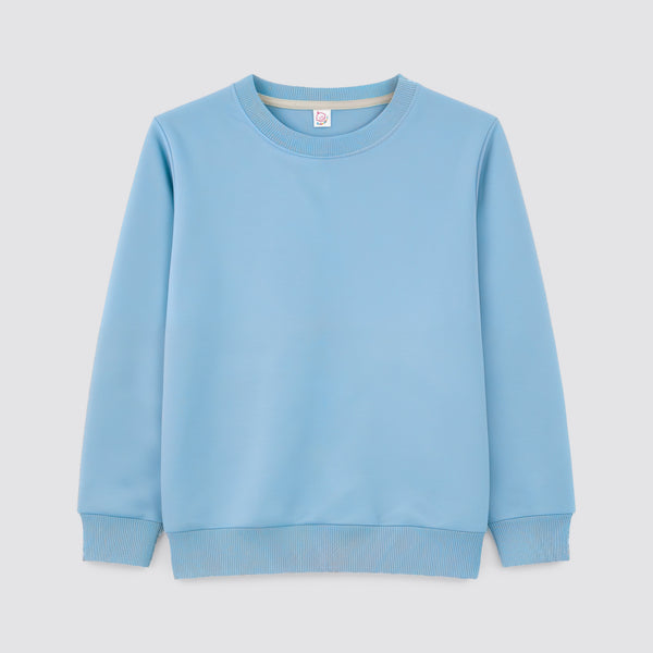 Kids polyester sweatshirt blank for sublimation in Riptide Blue, infant through youth sizes