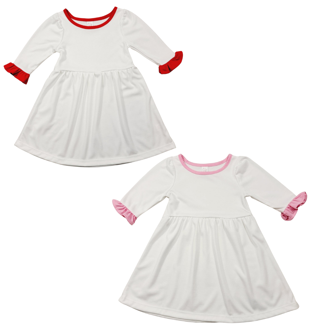 Toddler 100% Polyester Ruffle Sleeve Ringer Dress
