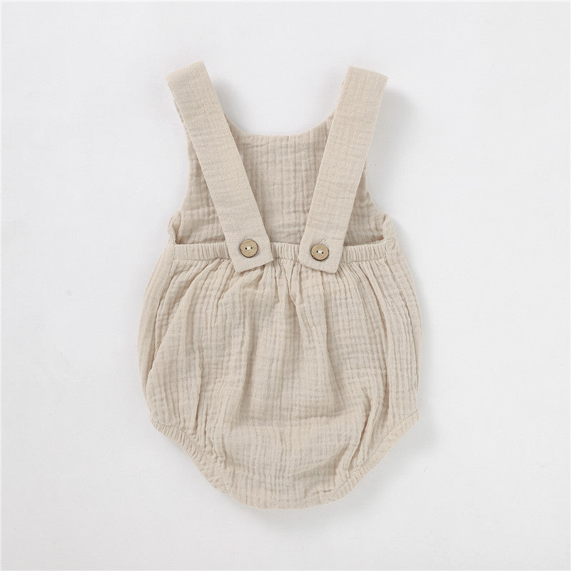 100% Organic Cotton Muslin Double Gauze Infant Romper Pants with Pockets