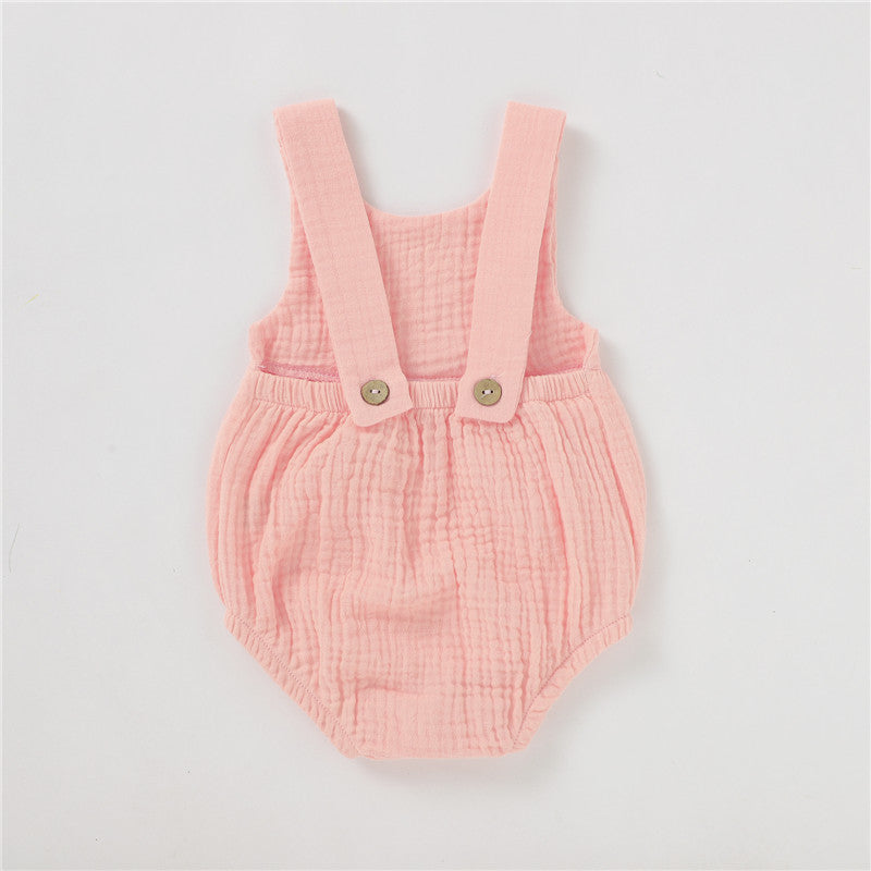 ORGANIC Cotton Muslin Infant Romper Pants with Pockets